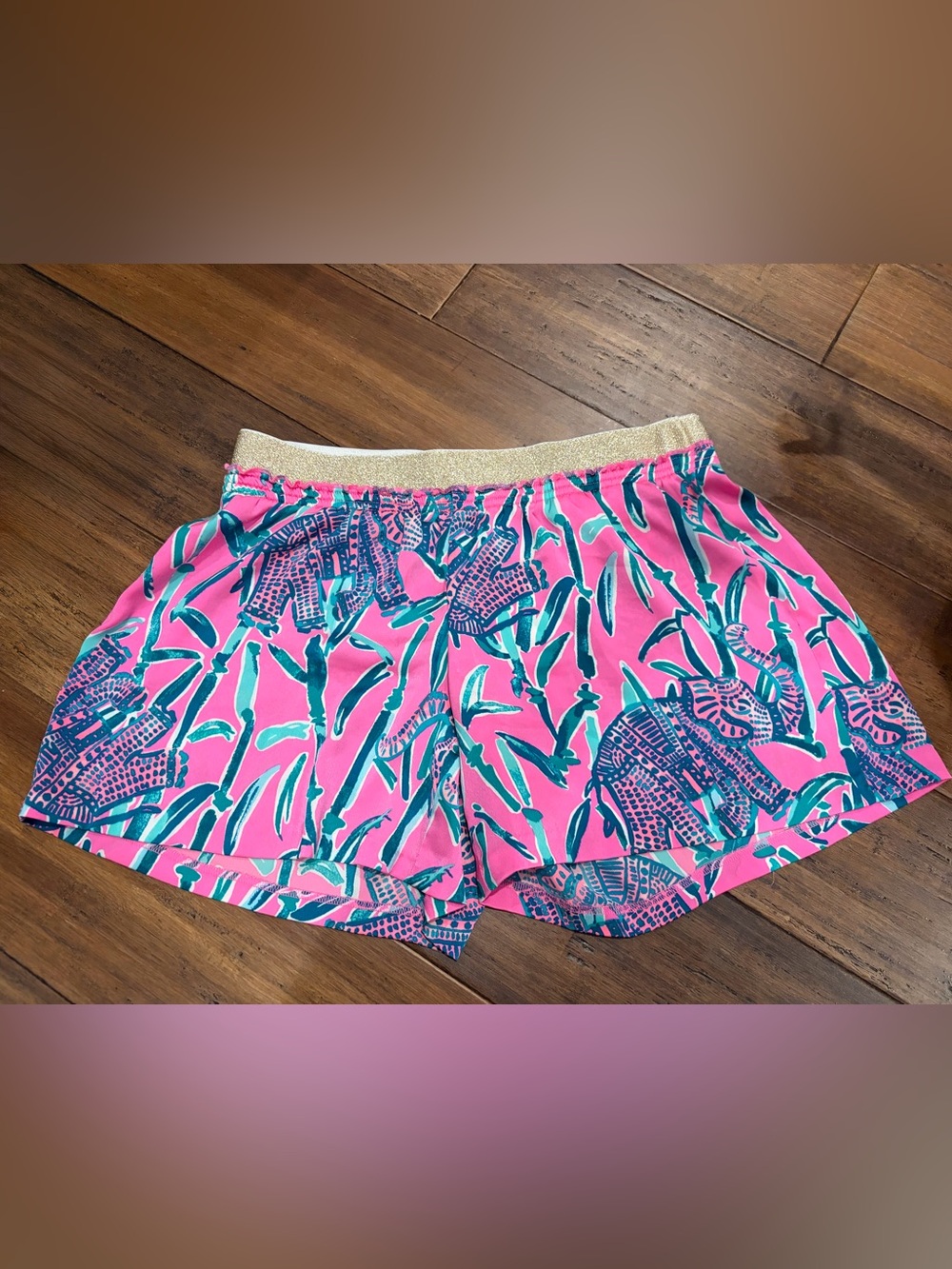 Lilly Pulitzer Pink Shorts with Gold Waistband
